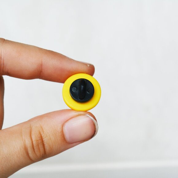 Handmade Yellow and Pink Small Flower Pin Button Brooch - Picture 2 of 3